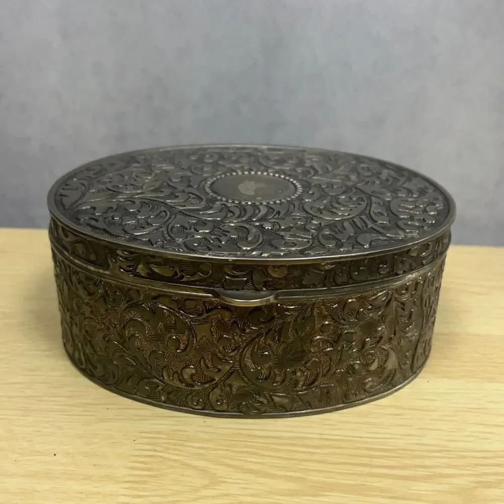 Vintage Larger Jewelry Trinket Box Colored Lined Burgundy